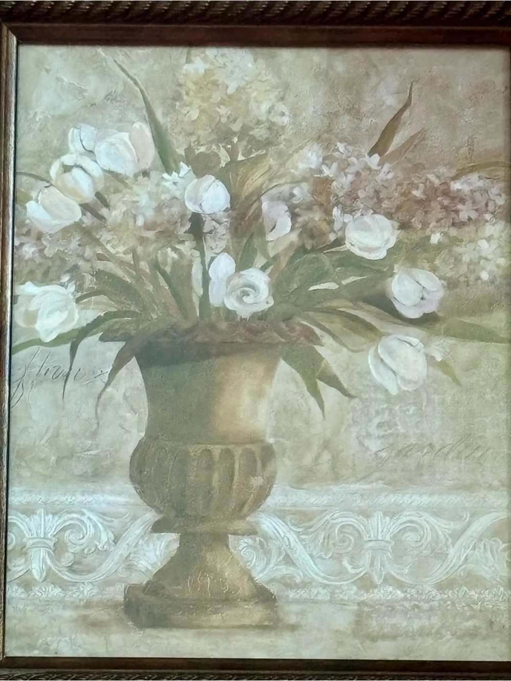 Vintage floral painting set by Carol Robinson Framed- 17” height